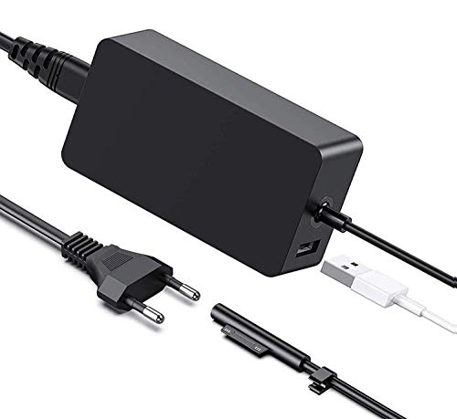 AUKEH Cargador Surface Pro,15V 2.58A 44W Cargador para Microsoft Surface Pro 3/Pro 4/Pro 5/Pro 6,Surface Laptop/Surface Book/Surface Go Modelo 1796 con Puerto del USB y Cable Extensión Alimentación