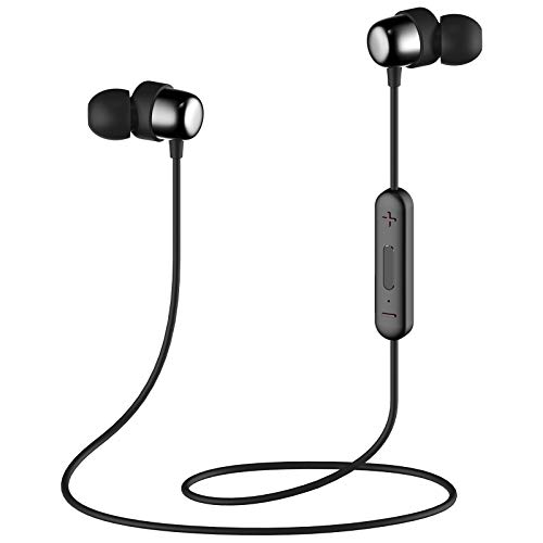 Auriculares Bluetooth HAVIT Auricular Inalámbricos Cascos Deportivos V4.2 IPX5 impermeable Magnéticos In-ear Estéreocon Mic para Xiaomi, Samsung, Huawei y otros(I39,Negro）