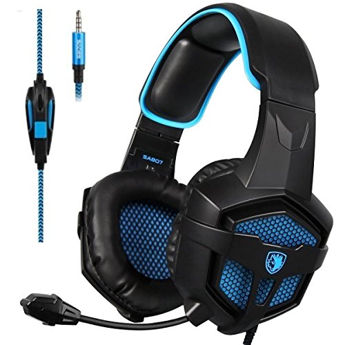 Auriculares multiplataforma para videojuegos SADES SA807 para Xbox One, PS4, PC, Mac, iPad, iPod, color negro y azul Auriculares multiplataforma para videojuegos SADES SA807 para Xbox One, PS4, PC, Mac, iPad, iPod, color negro y azul