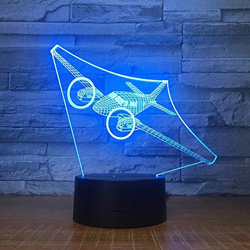 Avión de acrílico multicolor lámpara de mesa 3D novedoso acrílico LED luz nocturna decoración regalo para habitación de niños