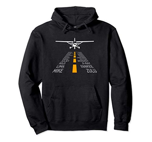 Avión Piloto Pista Aeropuerto Alfabeto fonético Radiocontrol Sudadera con Capucha Avión Piloto Pista Aeropuerto Alfabeto fonético Radiocontrol Sudadera con Capucha