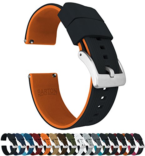 BARTON - Correa de reloj de silicona Elite con liberación rápida. Color a elegir, medidas: 18 mm, 19 mm, 20 mm, 21 mm, 22 mm, 23 mm y 24 mm 18mm naranja