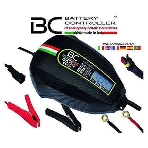 BC Battery Controller BC 3500 EVO+, Cargador de baterías y Mantenedor Digital/LCD, Comprobador de Batería y Alternador para todas las Baterías de Coche y Moto 12V de Plomo-Ácido, 3.5A/1A