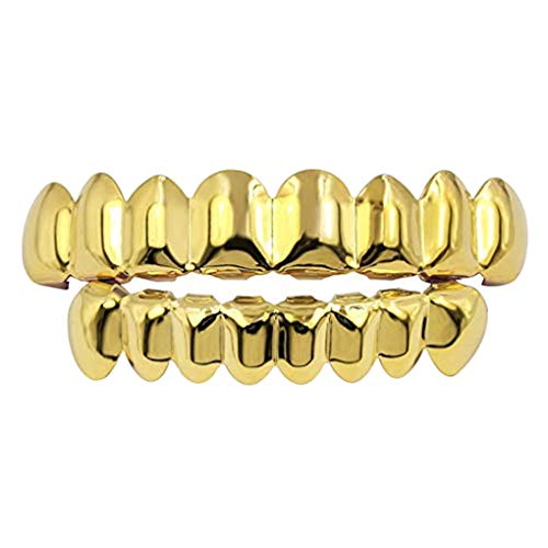 Beaums Hip Hop Conjunto de Navidad Ocho 8 Dientes Superiores e Inferior 6 de Cobre Chapado en Oro Falso Brace Dientes Beaums Hip Hop Conjunto de Navidad Ocho 8 Dientes Superiores e Inferior 6 de Cobre Chapado en Oro Falso Brace Dientes