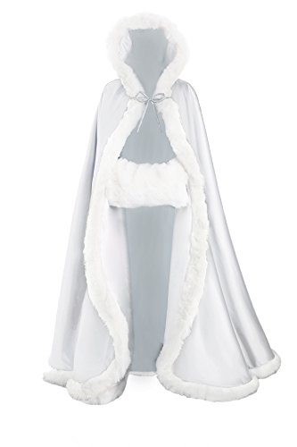 BEAUTELICATE Capa con Capucha Mujer Invierno Pelo Largo Poncho para Vestido de Novia Boda Fiesta Navidad Halloween