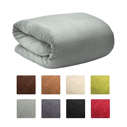 Beautissu XXL Manta de sofá y Cama Aurelia Suave cálida 150x200cm Microfibra Forro Polar Coral ÖKO-Tex Gris Claro