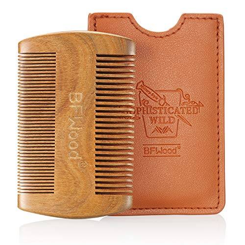 BFWood Peine Bigote de Bolsillo – Madera de Sándalo con Funda de Piel BFWood Peine Bigote de Bolsillo – Madera de Sándalo con Funda de Piel