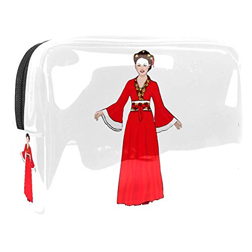 Bolso cosmético del Maquillaje Falda Roja Mujer Bolsa de Viaje organizadora Impermeable de Gran Capacidad para señoras perezosas 18.5x7.5x13cm