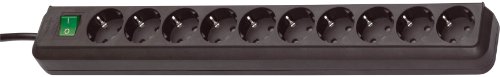 Brennenstuhl Eco-Line regleta de enchufes con 10 tomas de corriente (cable de 3 m, interruptor) negro Brennenstuhl Eco-Line regleta de enchufes con 10 tomas de corriente (cable de 3 m, interruptor) negro