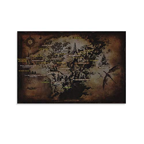 BUJI Dark Souls 2 Overlook Map Video Game Póster Lienzo decorativo para pared de 40 x 60 cm