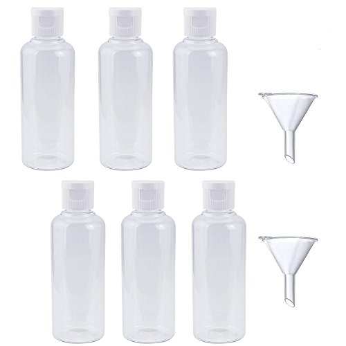 BUZIFU Botellas de Viaje, 6 Piezas Botes Viaje con 2 Mini Embudos para Rellenar Líquidos o Cosméticos(100 ML), Crema/Champú, Botes Transparentes, para un Viaje de Una Semana o Más BUZIFU Botellas de Viaje, 6 Piezas Botes Viaje con 2 Mini Embudos para Rellenar Líquidos o Cosméticos(100 ML), Crema/Champú, Botes Transparentes, para un Viaje de Una Semana o Más