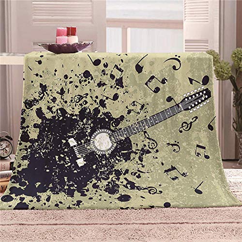 BWBJJ 3D Impresión Guitarra de Instrumento Musical 70x100 cm Manta Franela Invierno Mantas para Cama Manta de Felpa Soft Cálidas y Ligeras Colcha Mantas de Sofá para Adultos y Niños