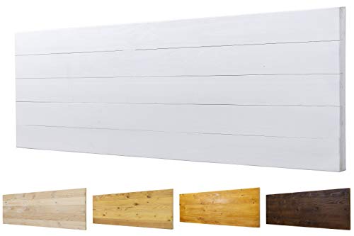 Cabecero Ancho 60cm de Madera Maciza Mod. Roma para Camas de 80cm, 90cm, 110cm, 135cm, 150cm. Herrajes incluidos (145cm X 60cm, Blanco)