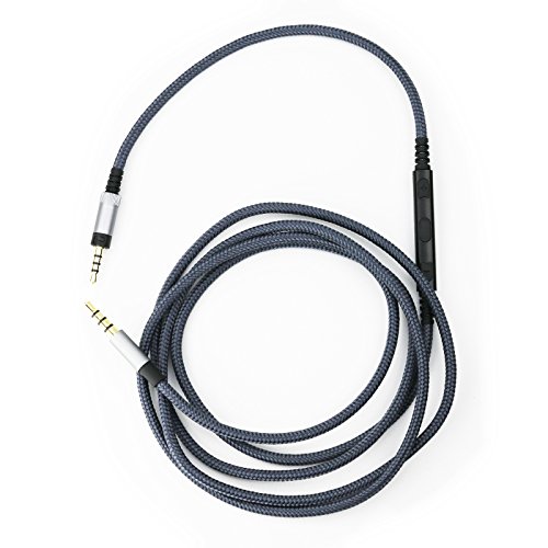 Cable de repuesto de audio con control remoto de volumen para micrófono en línea, compatible con Sennheiser Momentum, Momentum 2.0, HD1, cable de audio compatible con dispositivos Apple iPhone iPod