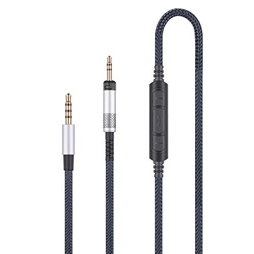 Cable de Repuesto de Audio sólo Compatible con Auriculares Audio Technica ATH-M50x, ATH-M40x, ATH-M70x y Samsung Galaxy Huawei Android con Control de Volumen Remoto de micrófono en línea