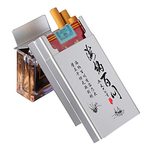 Caja de Cigarrillo - Caja de Cigarrillo de Aleación de Aluminio de 20 Palos - Regalo Creativo de Personalidad Portátil Ultrafino - Cubierta Automática,K,9 * 6 * 2.6cm