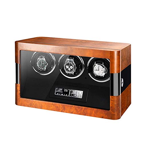 Caja de Reloj Caja enrolladora automática de Madera para Reloj, Pantalla táctil LED y Almohadas Ajustables para Reloj, con Control Remoto, Motor silen