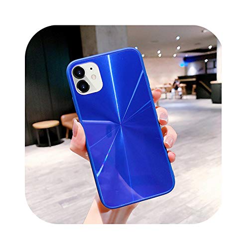 Caja del teléfono sólido Color del teléfono caso del laser para Iphone 11 Pro Max Xr Xs Max 6 7 8 Plus X Soft Acrylic Full Body Back Cover Coque Gift-Dark Blue-Para Iphone 6 6S