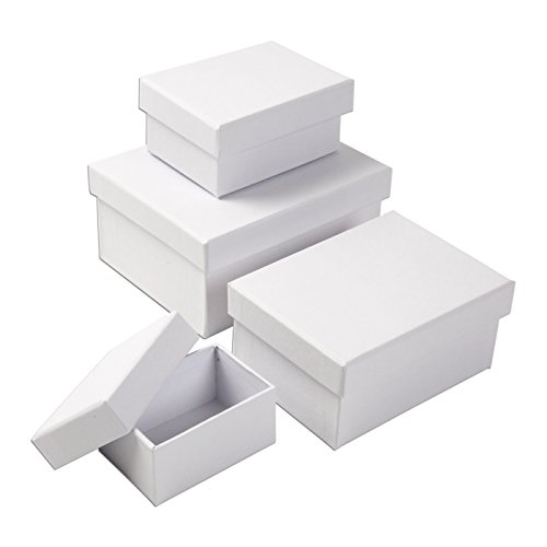 Cajas de regalo multiusos, rectangulares, para manualidades, color blanco, 4 tamaños diferentes