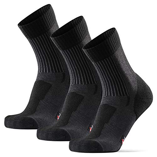 Calcetines Ligeros de Senderismo y Trekking de Lana Merino 3 pares (Negro, EU 43-47)