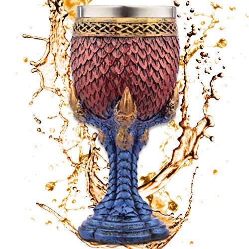 Cáliz ''Egg of the Azur Dragon'' - Huevo escamoso en garra de dragón azul - Copa de vino (160ml) - Decoración medieval fantasía fantástico Fantasy