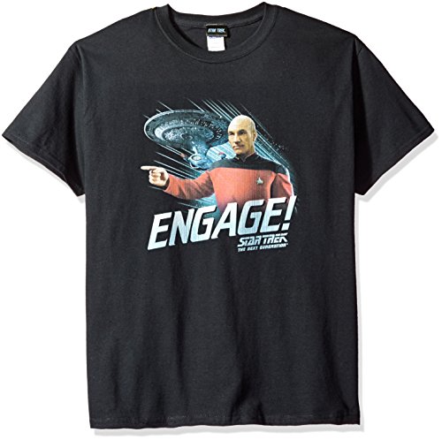 Camiseta de adulto de la serie de televisión Next Generation de Star Trek, con nave Enterprise 25 - Negro - XX-Large