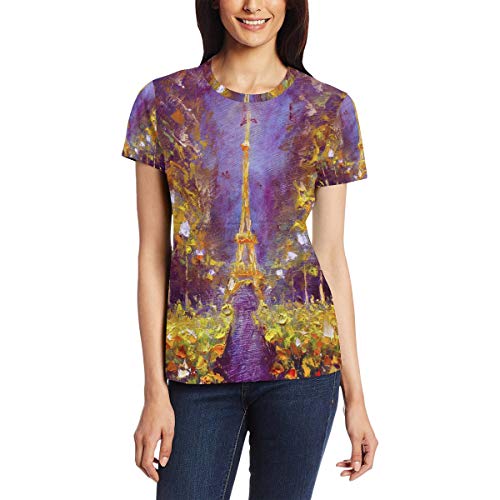 Camiseta para Mujeres niñas Francia París Torre Eiffel Personalizada Manga Corta