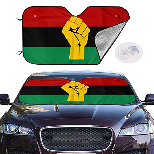 Car Sunshade,Black Power Pan African Flag Mes Negro De La Historia Sombra De La Ventanilla Del Automóvil, Parabrisas Del Parabrisas Del Automóvil Adecuado Para Vehículo Suv Minivan,76x140cm