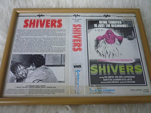 Carátula de cinta de VHS de la película «Shivers», de Paul Hampton, 1975.