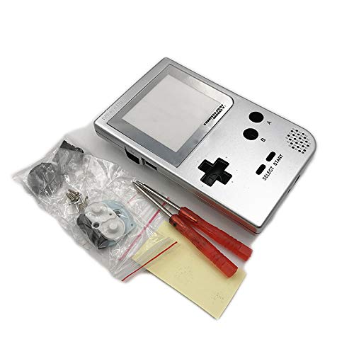 Carcasa completa para Nintendo Gameboy Pocket GBP Game Shell Case con botones y tornillos Kit - Plata #2