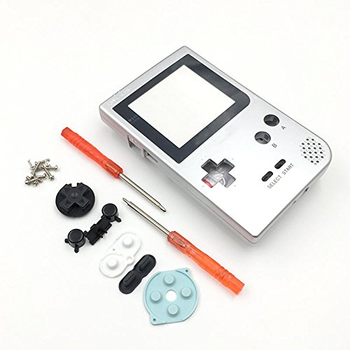 Carcasa completa para Nintendo Gameboy Pocket GBP Game Shell Case con botones y tornillos Kit - Plata