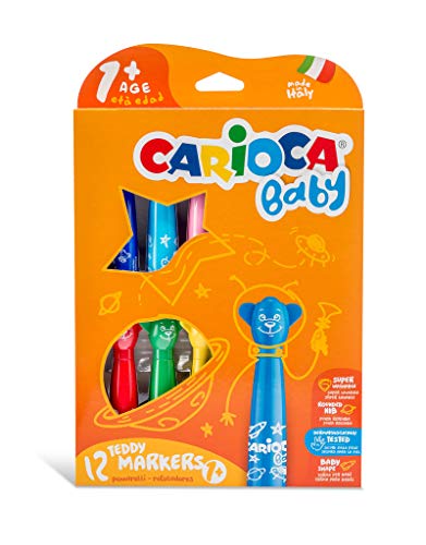 Carioca Baby Teddy Markers |42816 - Rotuladores con Punta Redondeada Superlavables (Niños Bebés 12 Meses), 12 Colores Carioca Baby Teddy Markers |42816 - Rotuladores con Punta Redondeada Superlavables (Niños Bebés 12 Meses), 12 Colores