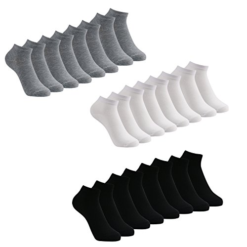 Caudblor 12 Pares No Show calcetines de corte bajo para hombres y mujeres, blanco / gris / negro-Hombre Caudblor 12 Pares No Show calcetines de corte bajo para hombres y mujeres, blanco / gris / negro-Hombre