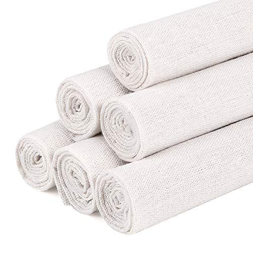 Caydo - 6 piezas de tela de lino blanco natural para trabajos de costura, tela para prendas de vestir, decoración de macetas o manteles, de 50 x 50 cm