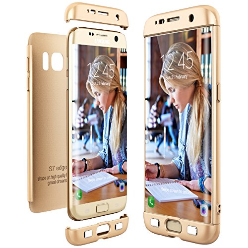 CE-Link Funda para Samsung Galaxy S7 Edge Rigida 360 Grados Integral, Carcasa S7 Edge Silicona Snap On Diseño Antigolpes Choque Absorción, Samsung S7 Edge Case Bumper 3 en 1 Estructura - Oro CE-Link Funda para Samsung Galaxy S7 Edge Rigida 360 Grados Integral, Carcasa S7 Edge Silicona Snap On Diseño Antigolpes Choque Absorción, Samsung S7 Edge Case Bumper 3 en 1 Estructura - Oro