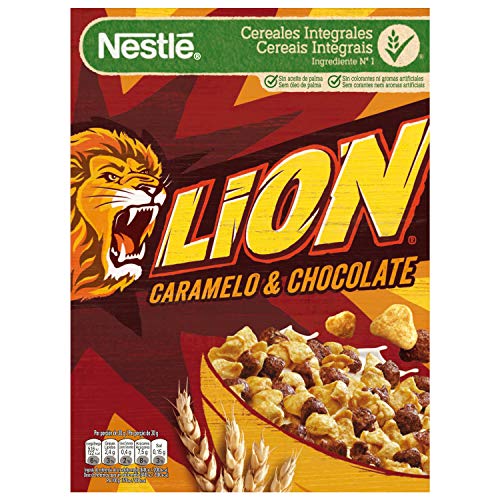 Cereales NESTLÉ Lion - Cereales de trigo y arroz tostados con crema de caramelo y chocolate - Paquete de 400g