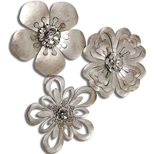 Cesar Aplique Pared Metal Plateado Forma De Flor, 45x3,5x44,5cm Cesar Aplique Pared Metal Plateado Forma De Flor, 45x3,5x44,5cm