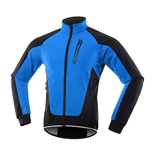 Chaqueta De Ciclismo De Invierno,Forro Polar Interior Compuesto Cálido Y Transpirable,Ropa De Ciclismo a Prueba De Viento E Impermeable,Adecuada para Uso Al Aire Libre Y Deporte(Color:Azul,Size:XXL)