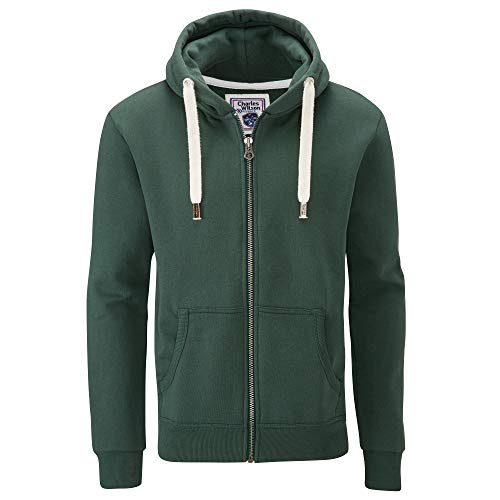 Charles Wilson Original Sudadera de Hombre Algodón Premium Capucha Cremallera (Large, Dark Green (0819))