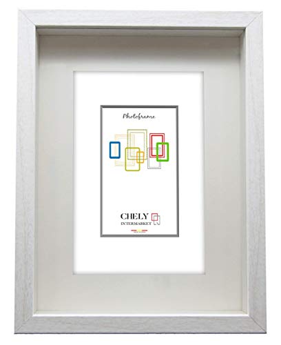 Chely Intermarket, Marcos con Profundidad 18x24 cm (Medida Interior de paspartú 13x18 cm) (Blanco) | MOD-3503| El Marco Queda al Nivel de la Pared.(3503-18x24-0,55)