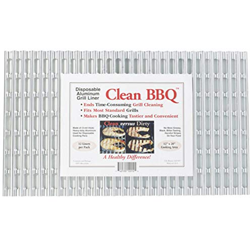 Clean BBQ Revestimiento de aluminio desechable parrilla. Set de 12 hojas de primeros de la parrilla