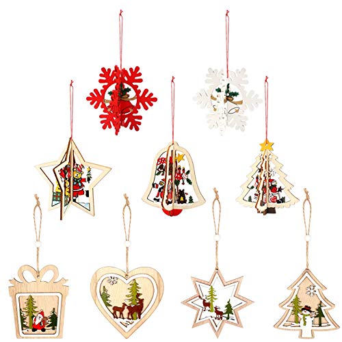 Colgante Navideño de Madera, 9 Piezas DIY Madera Colgante Adornos para Árbol de Navidad, Decoración del árbol Navideño de Madera Hechos a Mano, Decoración de Fiesta (9 Estilos) Colgante Navideño de Madera, 9 Piezas DIY Madera Colgante Adornos para Árbol de Navidad, Decoración del árbol Navideño de Madera Hechos a Mano, Decoración de Fiesta (9 Estilos)