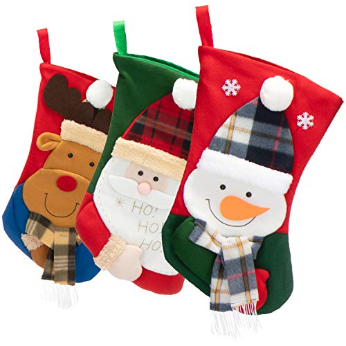 com-four® 3X XXL calcetín navideño para Relleno - Bota de Papá Noel para Colgar - decoración navideña en Diferentes diseños - calcetín de Santa 43 x 27 cm
