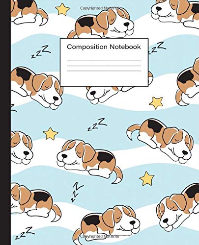 Composition Notebook: Pretty Wide Ruled Blank Lined Paper Notebook Journal | Cute Funny Beagle Sleeping Dog Puppy Lovers Pattern Themed Workbooks for ... Writing Notes | Dog Breed Composition Books