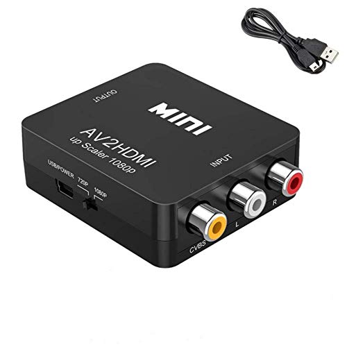 Conversor de Mini RCA a HDMI vídeo, RCA compuesto, CVBS AV a HDMI, convertidor de vídeo y audio, con cable de alimentación USB. Adecuado para PC, portátil, TV, vídeos, DVD, modos PAL y NTSC