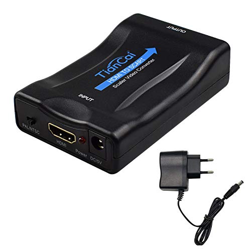 Convertidor HDMI a Scart, Tiancai Adaptador de HDMI a Euroconector Video Convertidor CVBS Input para PS3 PS4 VCR DVD BLU-Ray Wii TV Box Sky HD Convertidor HDMI a Scart, Tiancai Adaptador de HDMI a Euroconector Video Convertidor CVBS Input para PS3 PS4 VCR DVD BLU-Ray Wii TV Box Sky HD