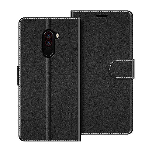 COODIO Funda Xiaomi Pocophone F1 con Tapa, Funda Movil Xiaomi Pocophone F1, Funda Libro Xiaomi Pocophone F1 Carcasa Magnético Funda para Xiaomi Pocophone F1, Negro