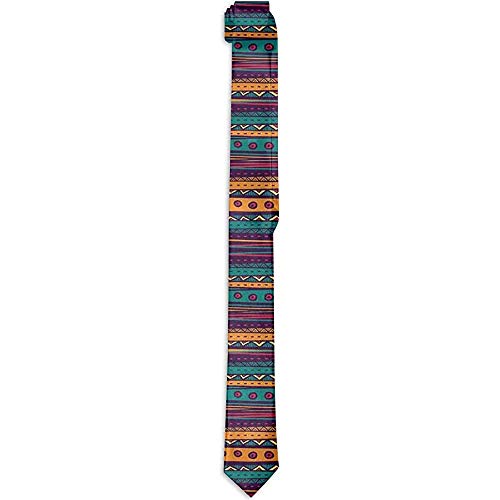 Corbata a rayas Patrón azteca retro con estampado folclórico de color étnico mexicano rico, corbatas para hombres