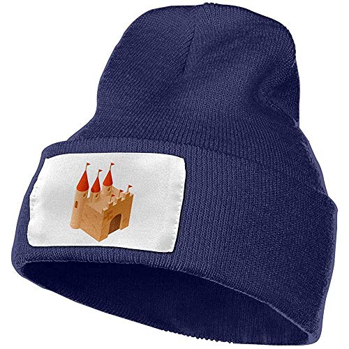 Dale Hill Sombrero de Gorrita Tejida Castillo de Dibujos Animados Unisex con puño Liso Cráneo Gorro de Punto Gorro de Cabeza