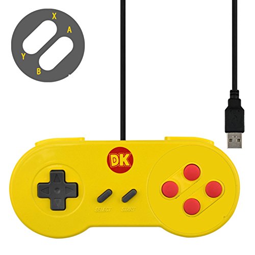 Datos rana especial personalizado para Nintendo SNES controlador USB brillante carcasa juegos Joystick Gamepads para Windows PC/Mac/portátil – amarillo limón